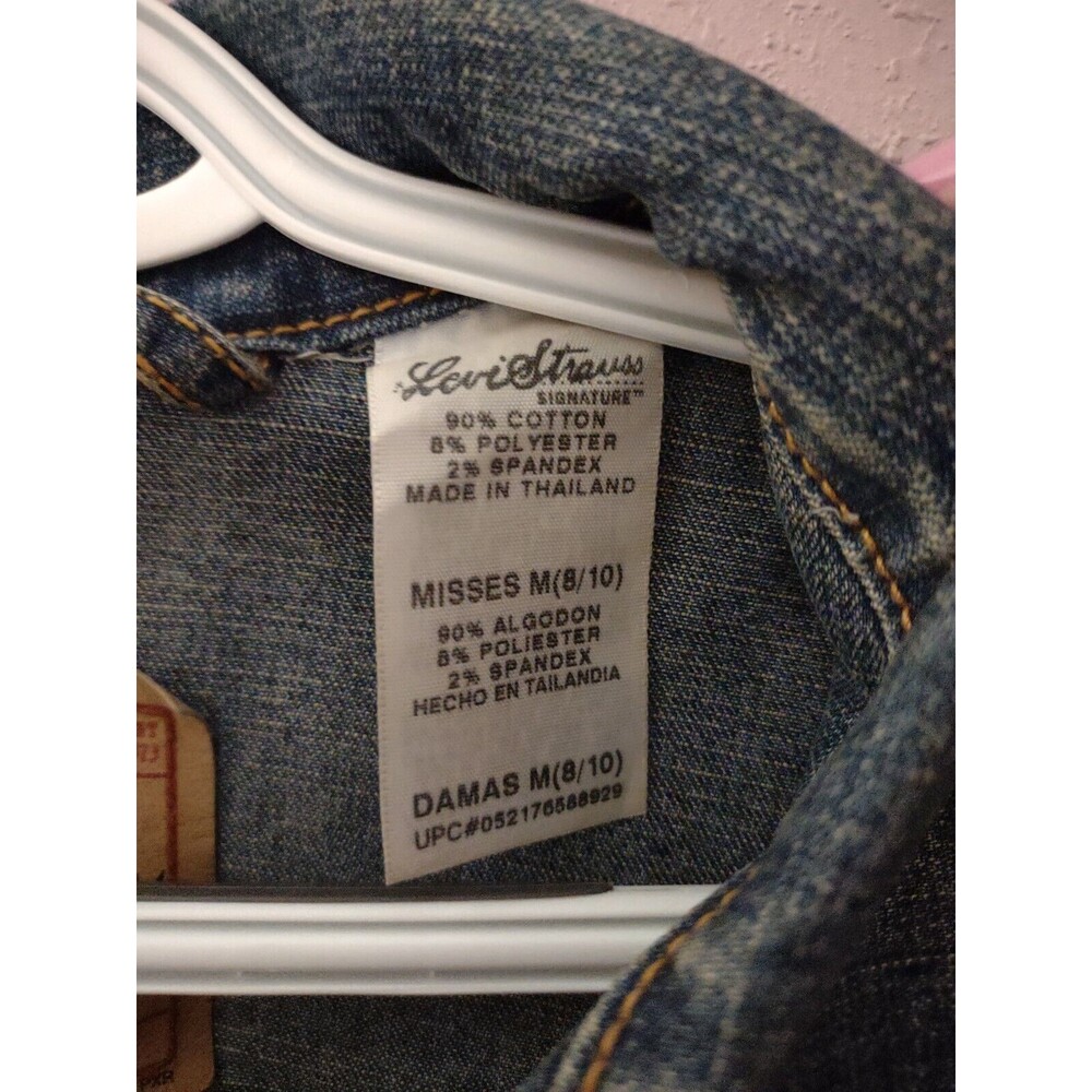 Levi Strauss Levi's Blue Tailored Lightly Distressed Denim Jacket Womens Medium - Picture 5 of 9